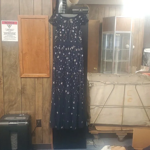 Asos Embellished Navy Blue Maxi Dress - Picture 4 of 8